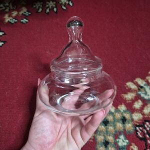 Vintage Hand Blown Napoli Apothecary Glass Jar with Circus Tent Lid Excellent ✨️